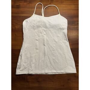 Lululemon Tank Top Womens White Crossback Built-In Bra Athletic Gym Wear Sz 12